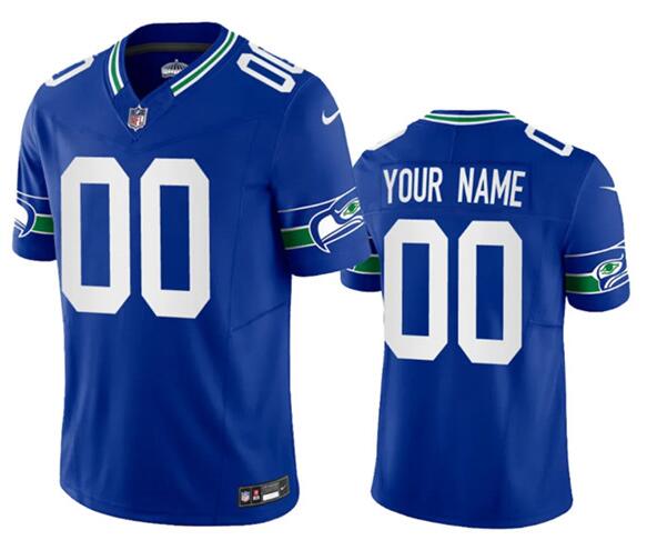 Men's Seattle Seahawks Customized Royal 2023 F.U.S.E. Vapor Limited Throwback Stitched Football Jersey